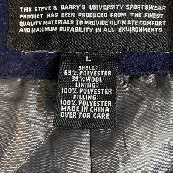 Vintage Steve & Barry THE WOOLLY MAMMOTH Size L Elegant Men's Dark Blue Peacoat - Picture 9 of 10